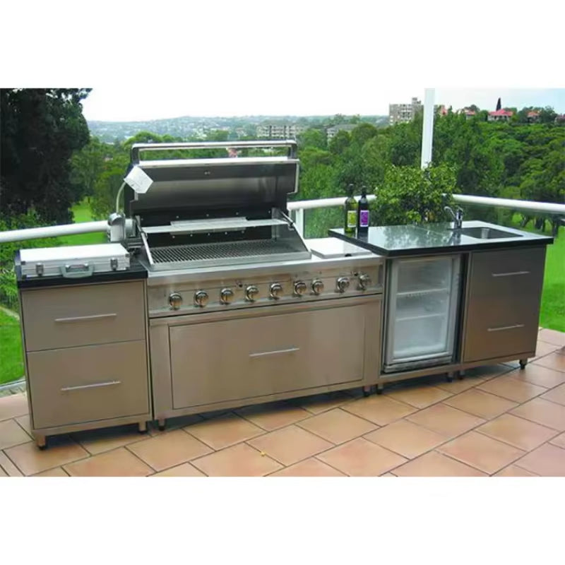 Custom Garden Outdoor Modular Kitchen Cabinets Complete Stainless Outdoor Kitchen Sturdy for Patio Commercial Use