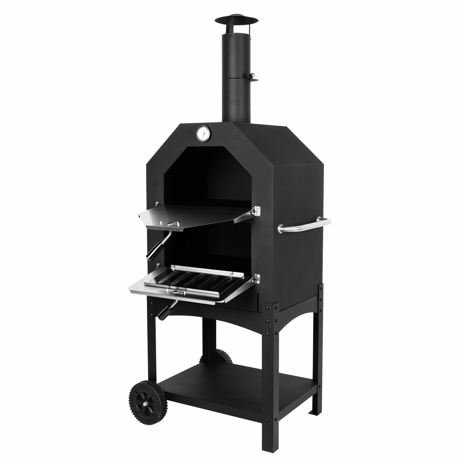 Wood Fired Pizza Oven Pizza Maker Grill with Wheels Waterproof Cover Outdoor