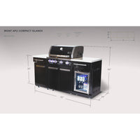 Premium 70" Black Stainless Steel Outdoor Kitchen Island with Refrigerator + 32"W 4-Burner BBQ Grill with Rear Burner