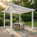 144"L X 144"W X 104"H Vinyl Camelot Louvered Pergola, White, VA42070