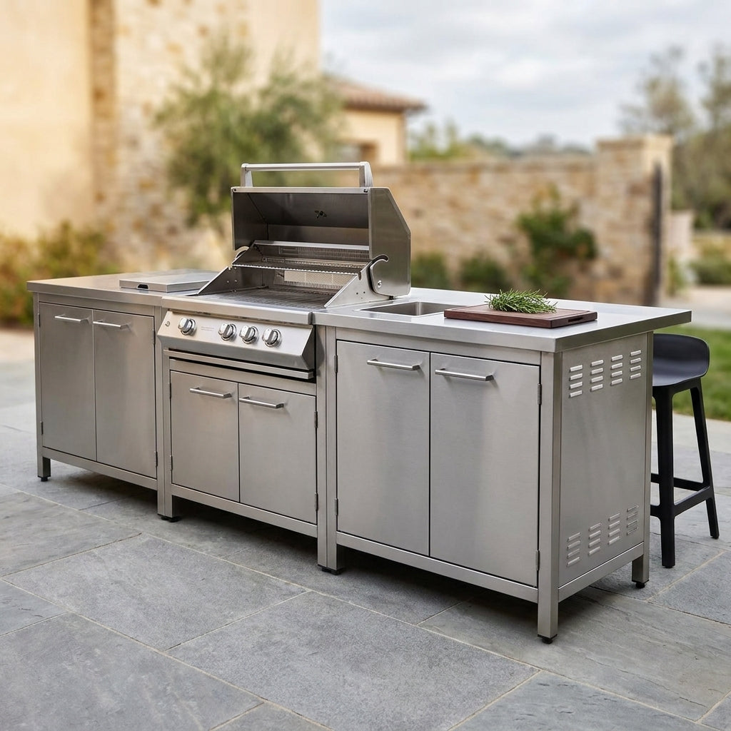 Custom Garden Outdoor Modular Kitchen Cabinets Complete Stainless Outdoor Kitchen Sturdy for Patio Commercial Use — Studio Shot