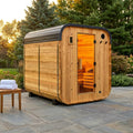 Lennon 6-Person Outdoor Cedar Traditional Wet/Dry Cube Sauna with 9Kw Electric Heater, Wi-Fi Control, LED Lights